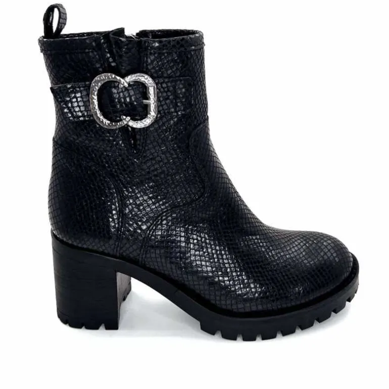 Minka Bottines Bikers à Talons Horace Cuir Snake Noir Sale