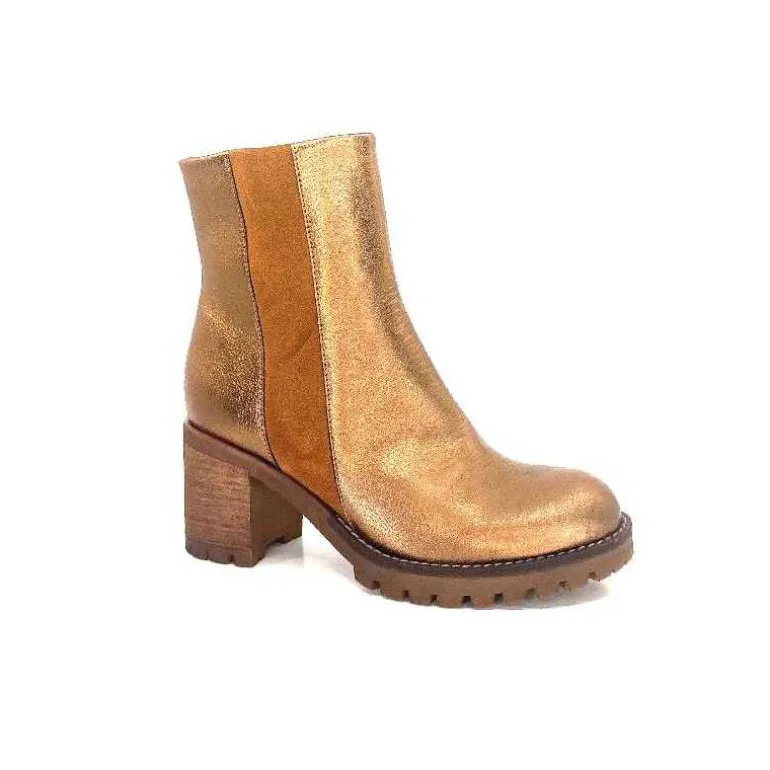 Minka Bottines Bikers Foly Cuir Dé Or Best Sale