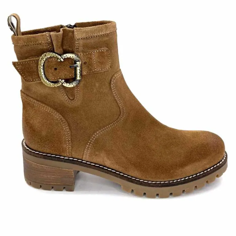 Minka Bottines Bikers Harper Daim Noisette Discount