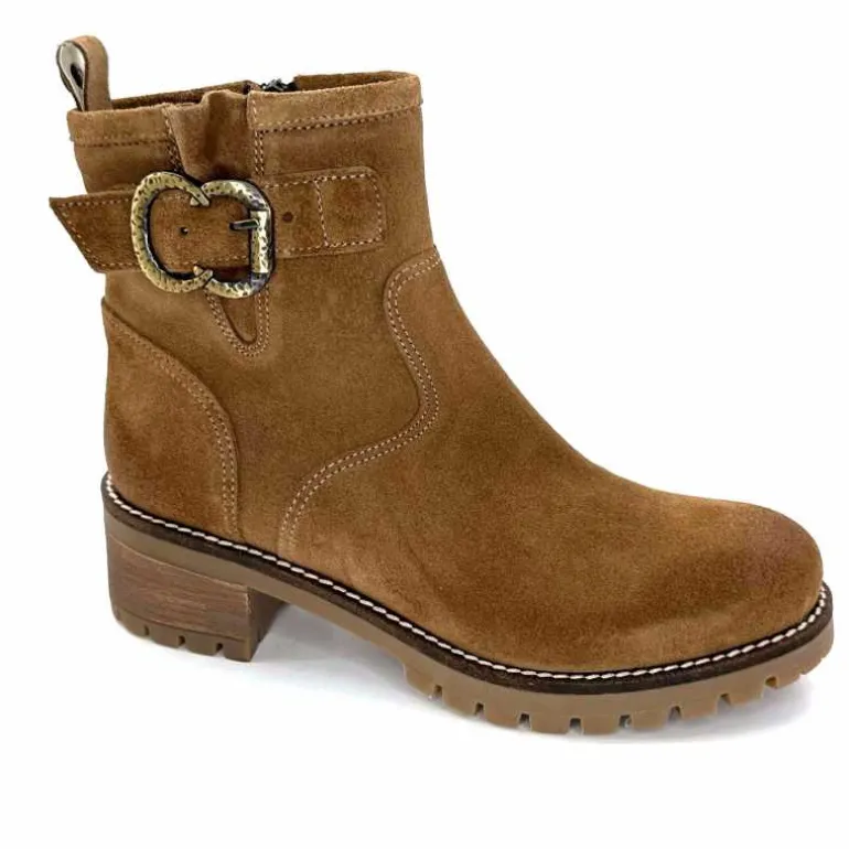 Minka Bottines Bikers Harper Daim Noisette Discount