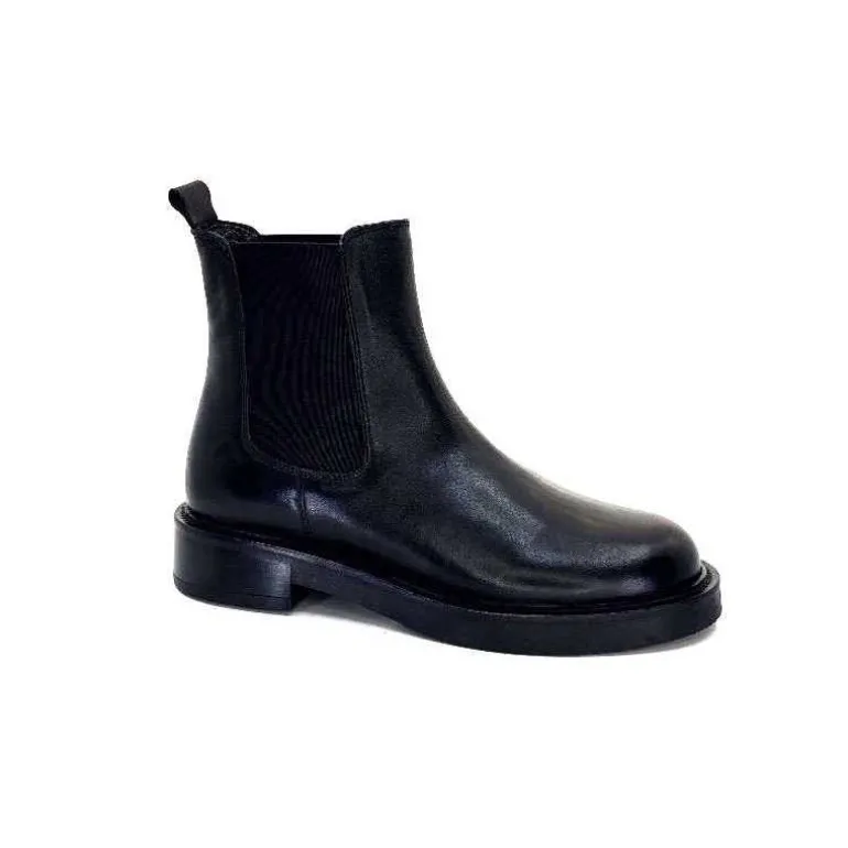 398-ivoire Bottines Chelsea Ivoire 4989 Alexis Cuir Noir New