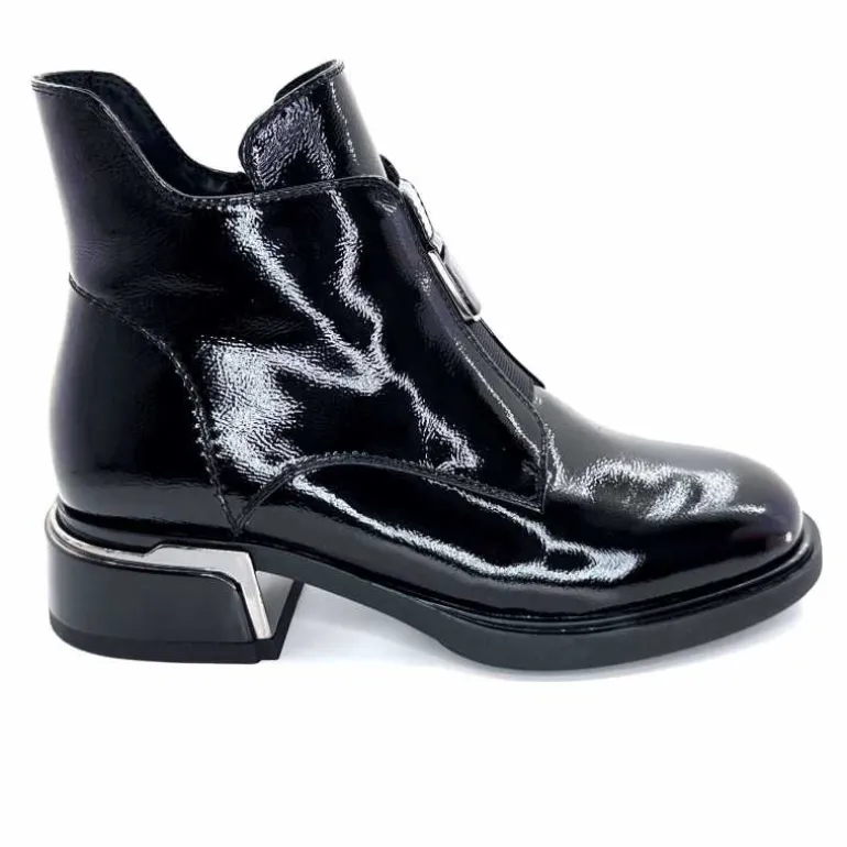 Elue Par Nous Bottines Sanchez Cuir Vernis Noir Sale