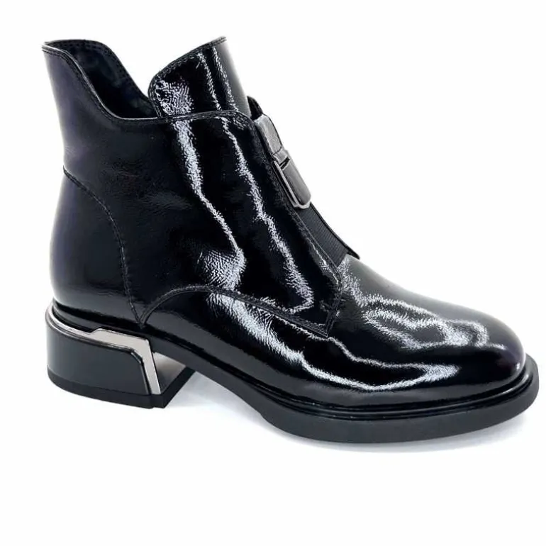 Elue Par Nous Bottines Sanchez Cuir Vernis Noir Sale