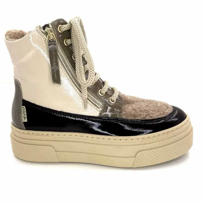 Elena Bottines Fourrées 20339 Gill Cuir Crème Marron Gris BlancGrisClairMarron Online