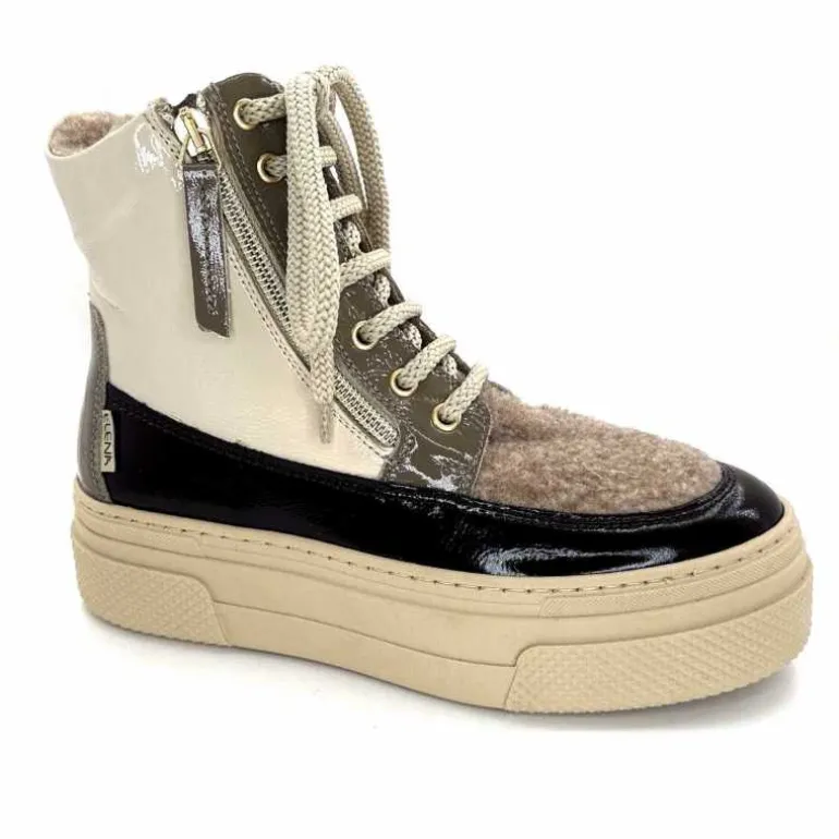 Elena Bottines Fourrées 20339 Gill Cuir Crème Marron Gris BlancGrisClairMarron Online