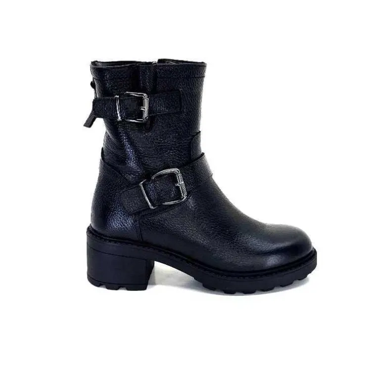 Ivoire-354 Bottines Fourrées Ivoire 109332 Cuir Noir Discount