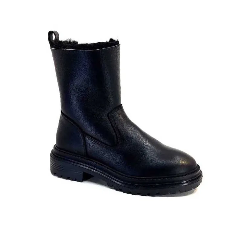 sekada Bottines Fourrées Ivoire 48115 Cuir Noir Cheap