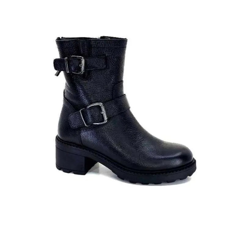 Ivoire-354 Bottines Fourrées Ivoire 109332 Cuir Noir Discount