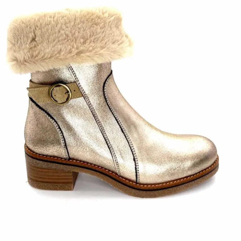 MKD Bottines Fourrées Jessy Cuir Gold Or Shop