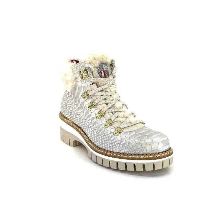 new italia Bottines Fourrées 2415464 Cuir Perla &amp; Doré Blanc Online