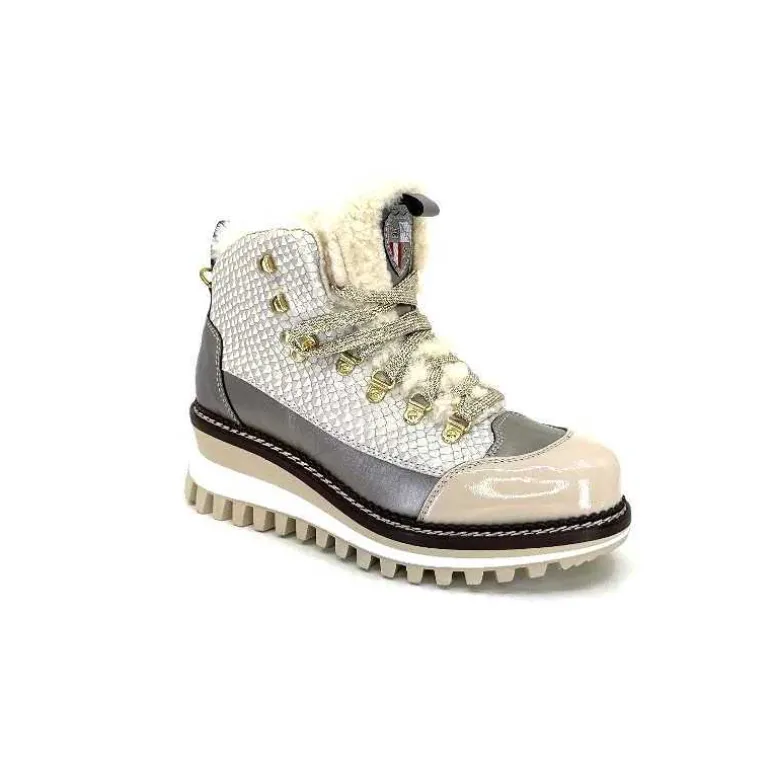 new italia Bottines Fourrées 24154646 Perla Cuir &amp; Doré Blanc Store