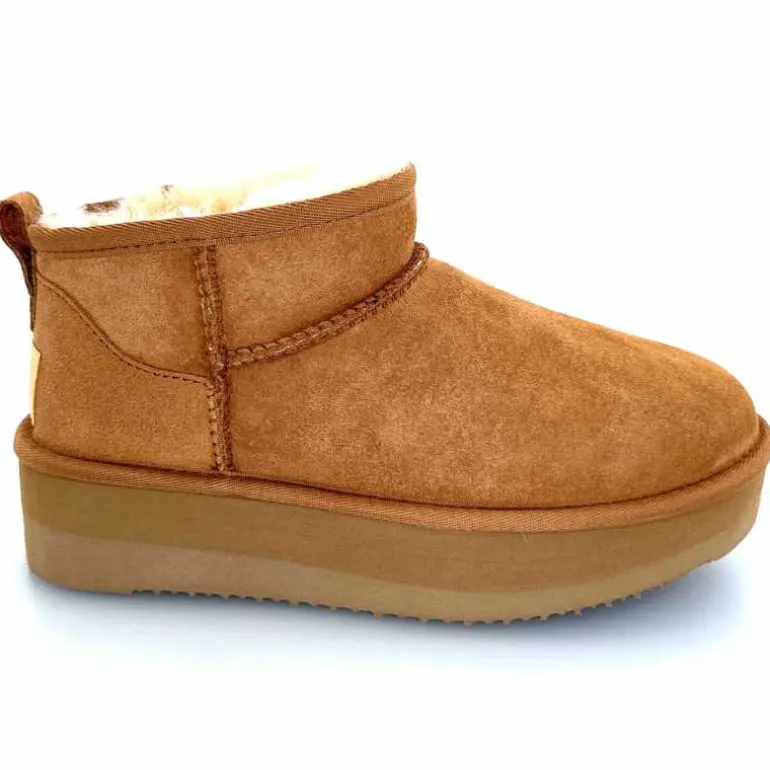 sweet heritage Bottines Fourrées Patineuse Daim Camel Clearance