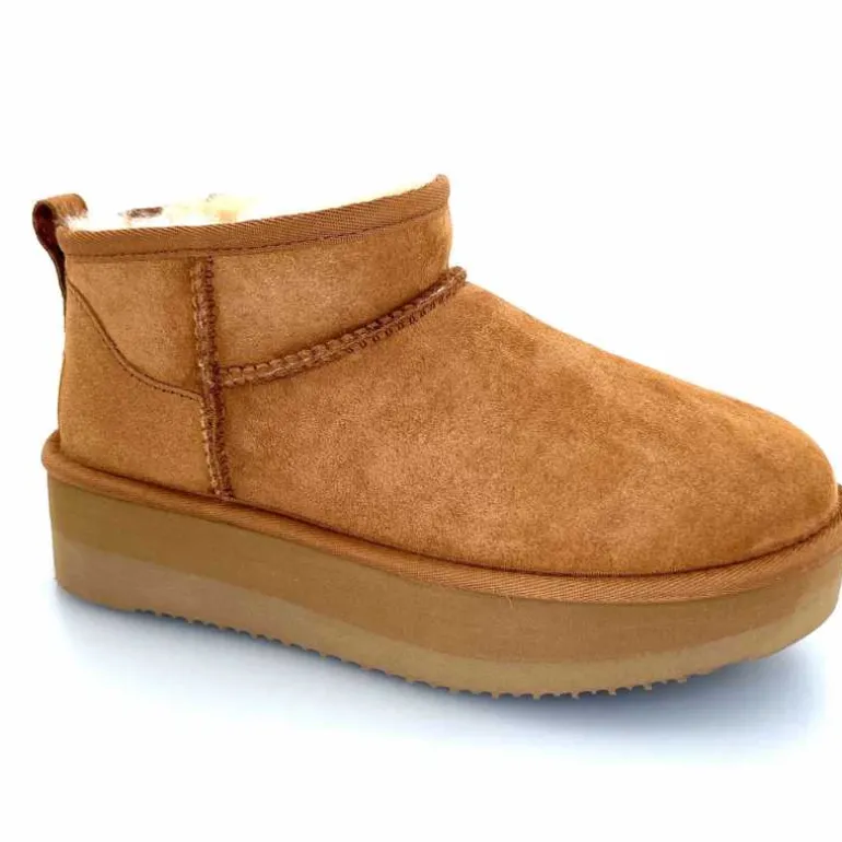 sweet heritage Bottines Fourrées Patineuse Daim Camel Clearance