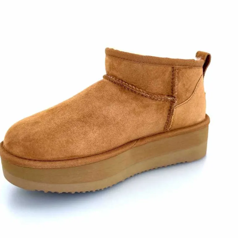 sweet heritage Bottines Fourrées Patineuse Daim Camel Clearance