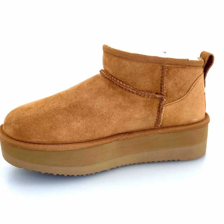 sweet heritage Bottines Fourrées Patineuse Daim Camel Clearance