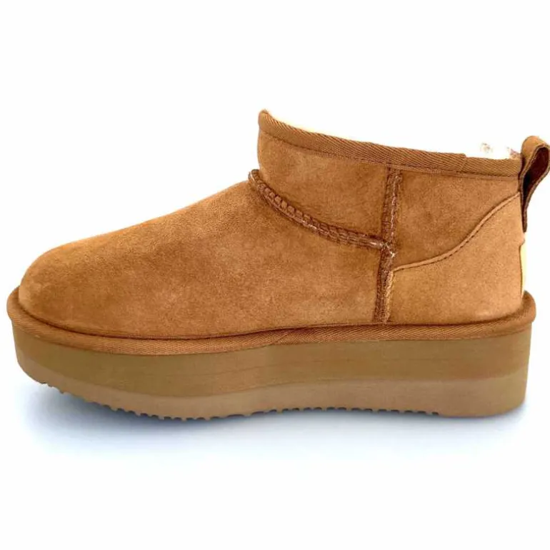 sweet heritage Bottines Fourrées Patineuse Daim Camel Clearance