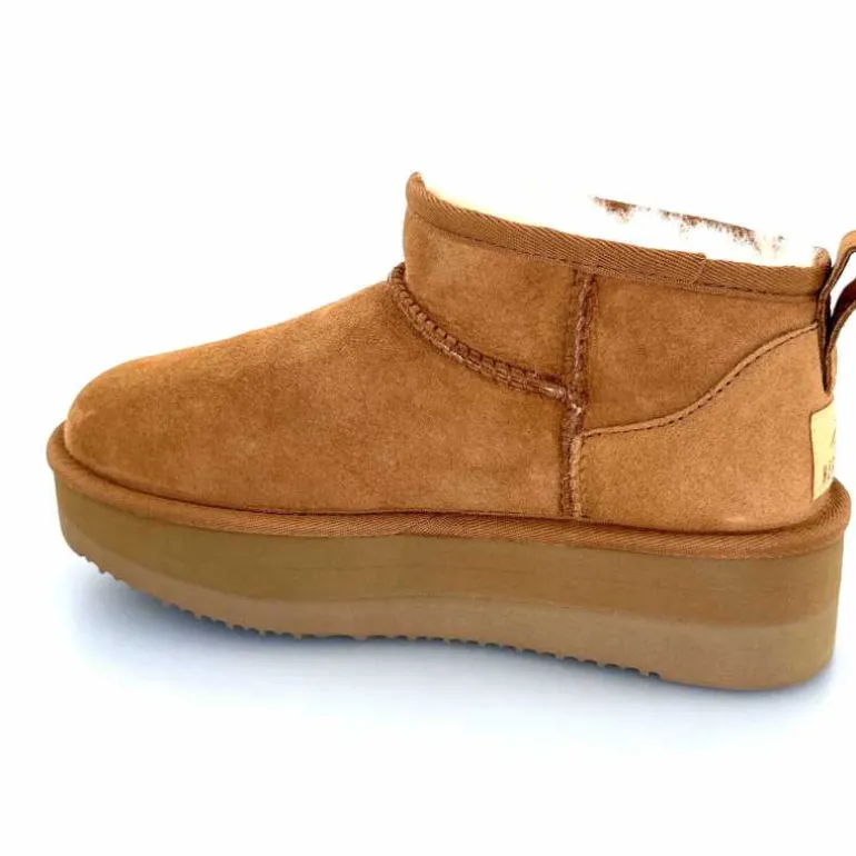 sweet heritage Bottines Fourrées Patineuse Daim Camel Clearance