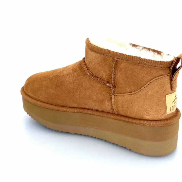sweet heritage Bottines Fourrées Patineuse Daim Camel Clearance