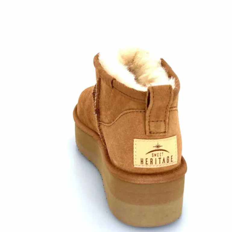 sweet heritage Bottines Fourrées Patineuse Daim Camel Clearance