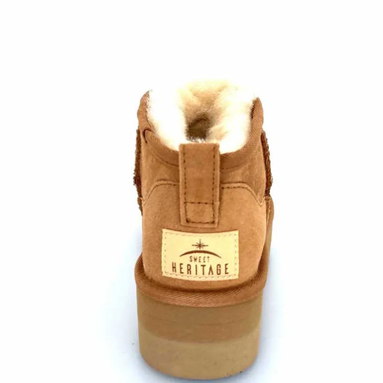 sweet heritage Bottines Fourrées Patineuse Daim Camel Clearance