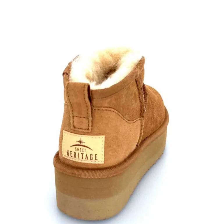 sweet heritage Bottines Fourrées Patineuse Daim Camel Clearance