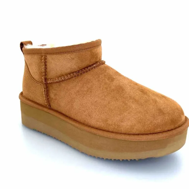 sweet heritage Bottines Fourrées Patineuse Daim Camel Clearance