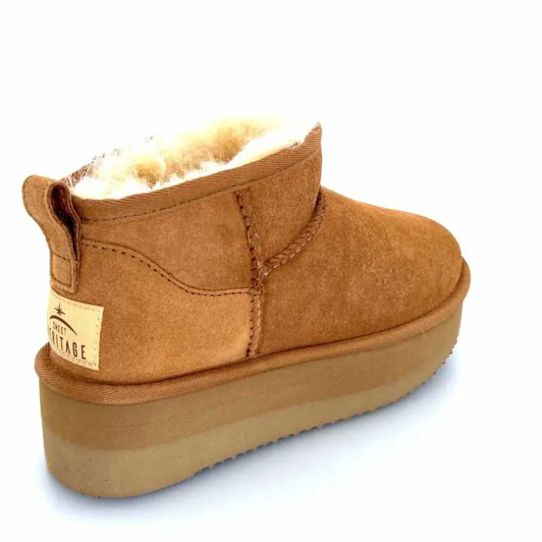 sweet heritage Bottines Fourrées Patineuse Daim Camel Clearance