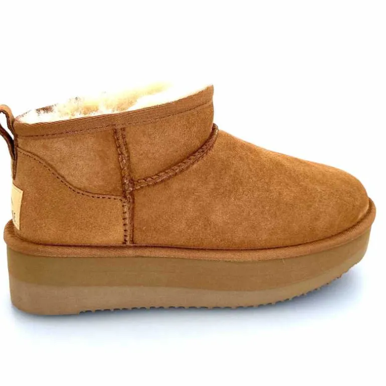 sweet heritage Bottines Fourrées Patineuse Daim Camel Clearance