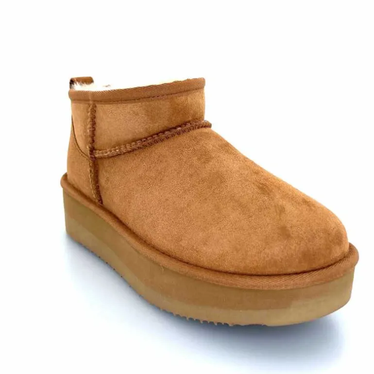 sweet heritage Bottines Fourrées Patineuse Daim Camel Clearance