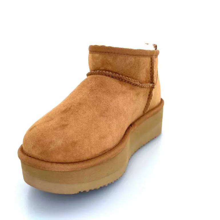 sweet heritage Bottines Fourrées Patineuse Daim Camel Clearance