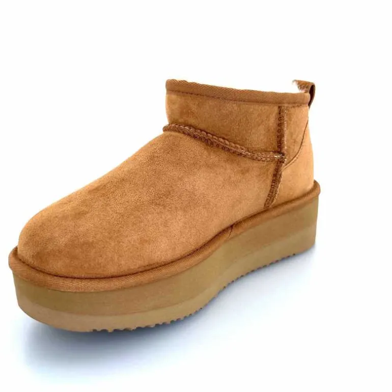sweet heritage Bottines Fourrées Patineuse Daim Camel Clearance