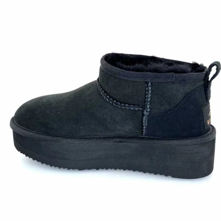 sweet heritage Bottines Fourrées Patineuse Daim Noir Discount