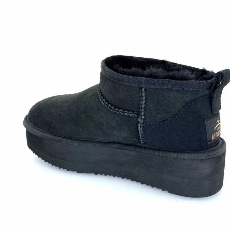 sweet heritage Bottines Fourrées Patineuse Daim Noir Discount