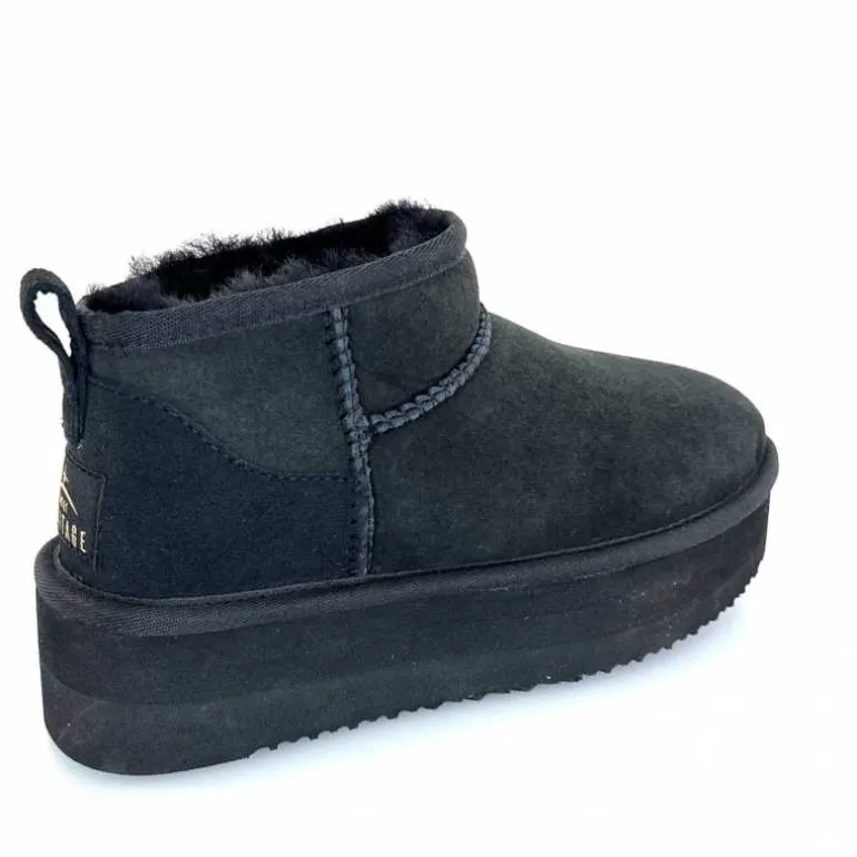 sweet heritage Bottines Fourrées Patineuse Daim Noir Discount