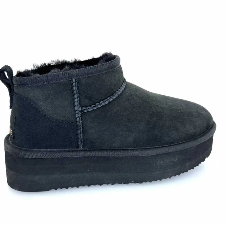 sweet heritage Bottines Fourrées Patineuse Daim Noir Discount