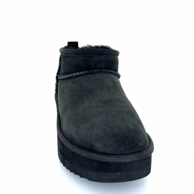 sweet heritage Bottines Fourrées Patineuse Daim Noir Discount