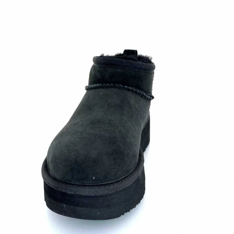 sweet heritage Bottines Fourrées Patineuse Daim Noir Discount