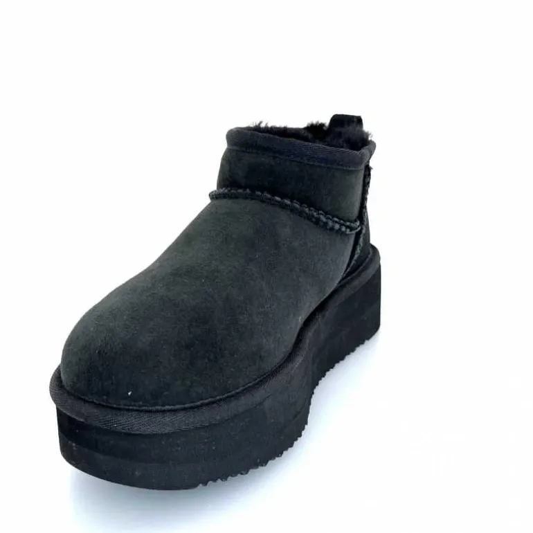 sweet heritage Bottines Fourrées Patineuse Daim Noir Discount