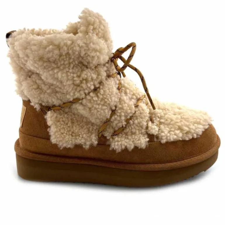 sweet heritage Bottines Fourrées Praz Daim Fourrure Camel Discount