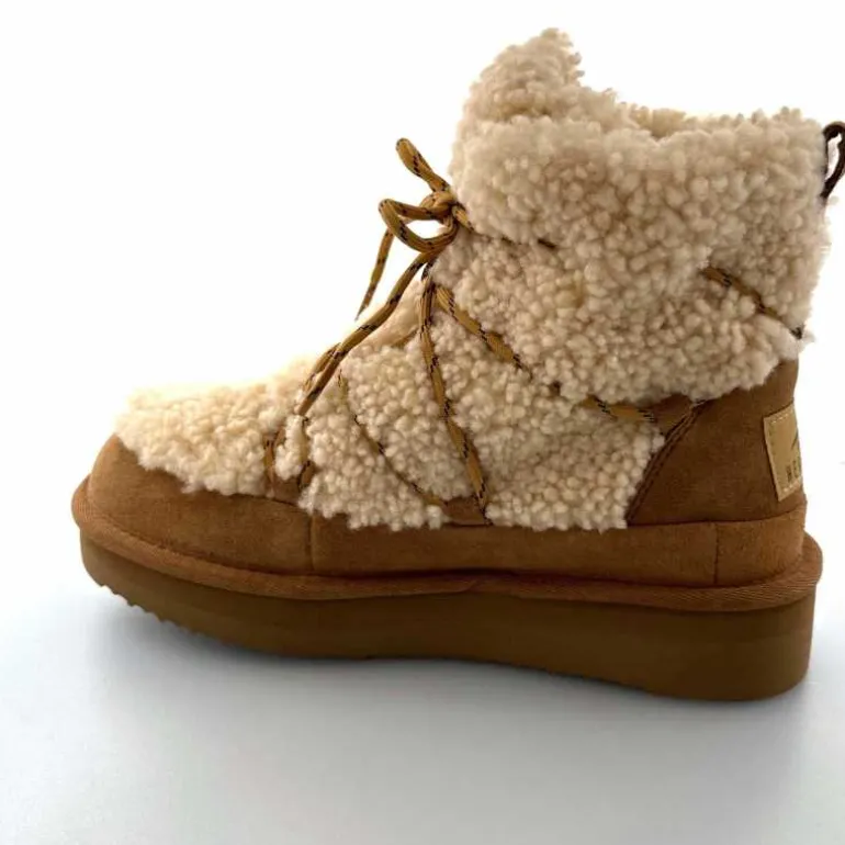 sweet heritage Bottines Fourrées Praz Daim Fourrure Camel Discount