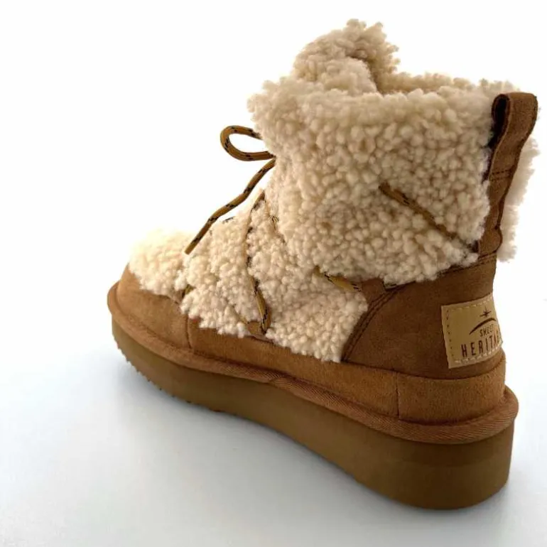 sweet heritage Bottines Fourrées Praz Daim Fourrure Camel Discount