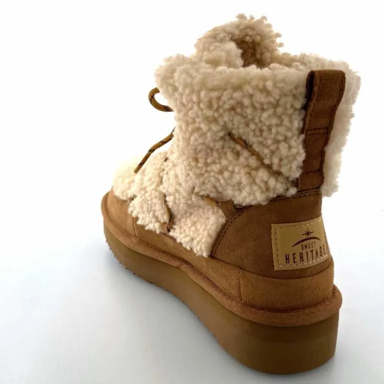 sweet heritage Bottines Fourrées Praz Daim Fourrure Camel Discount