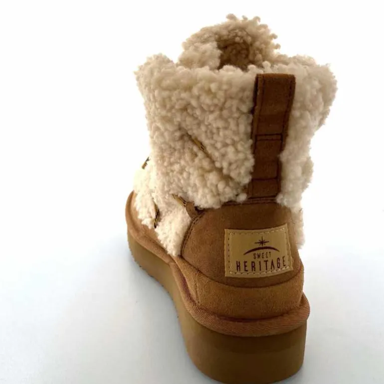 sweet heritage Bottines Fourrées Praz Daim Fourrure Camel Discount