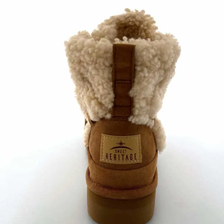 sweet heritage Bottines Fourrées Praz Daim Fourrure Camel Discount