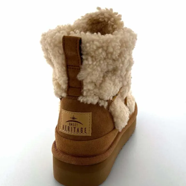sweet heritage Bottines Fourrées Praz Daim Fourrure Camel Discount