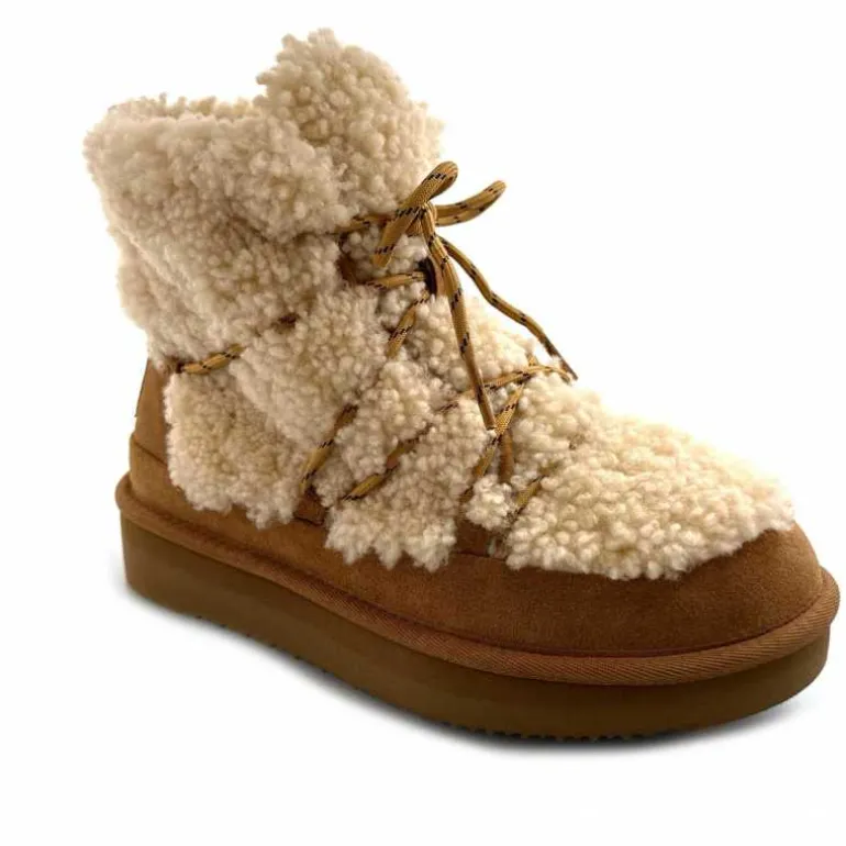 sweet heritage Bottines Fourrées Praz Daim Fourrure Camel Discount