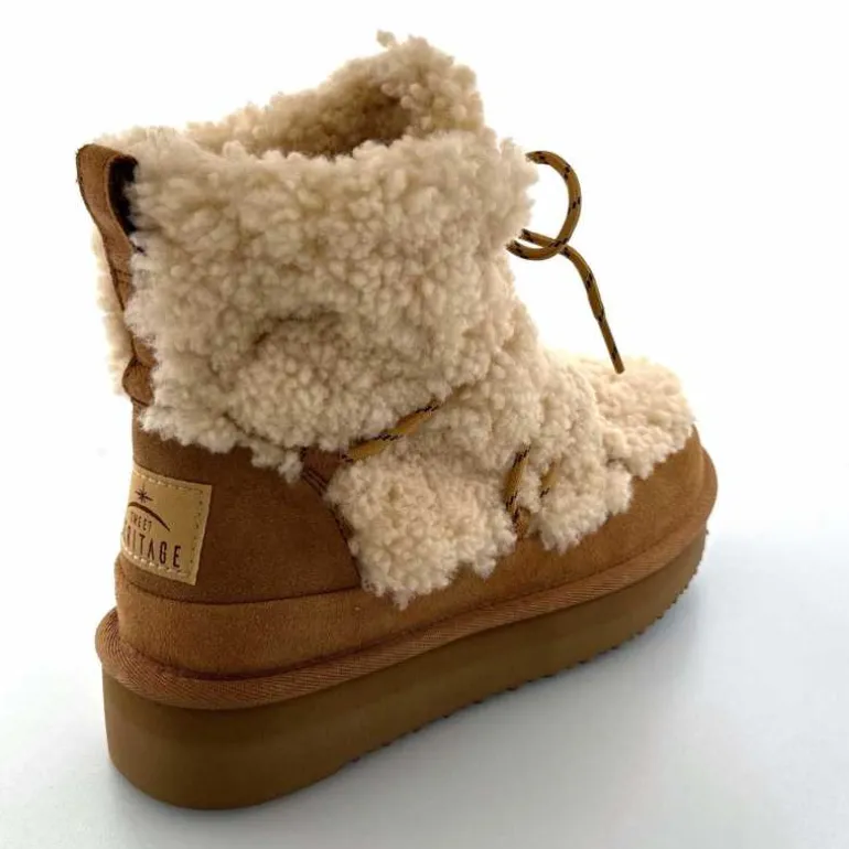 sweet heritage Bottines Fourrées Praz Daim Fourrure Camel Discount