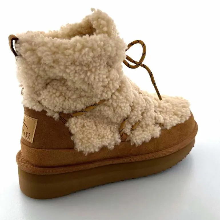 sweet heritage Bottines Fourrées Praz Daim Fourrure Camel Discount