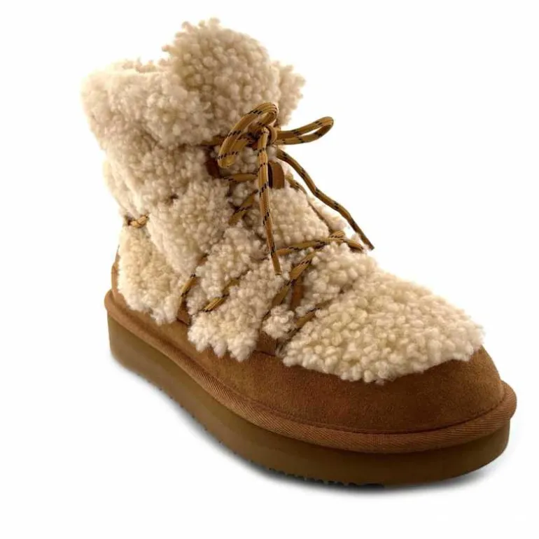 sweet heritage Bottines Fourrées Praz Daim Fourrure Camel Discount