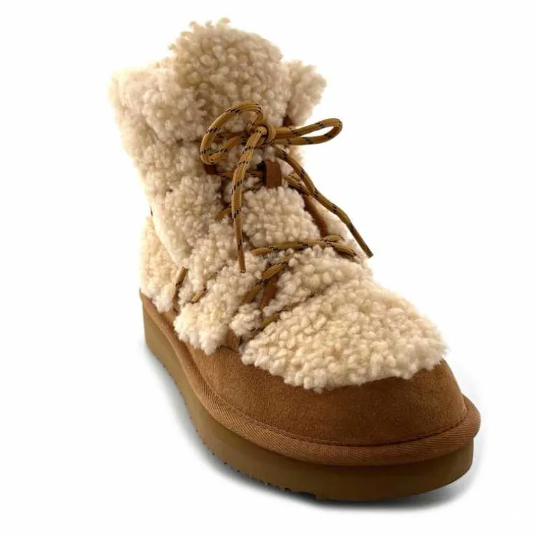 sweet heritage Bottines Fourrées Praz Daim Fourrure Camel Discount